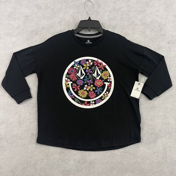 Volcom T Shirt Werkin Doubles LS Tee Kids XS 5/6 Black Logo Long Sleeve NWT - Picture 3 of 10